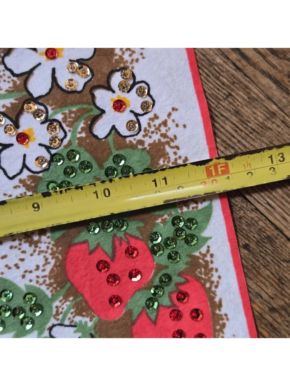 Vintage 1985 Felt Calendar Strawberry Kitchen Cottagecore Grannycore 24x12